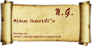 Mikus Gusztáv névjegykártya